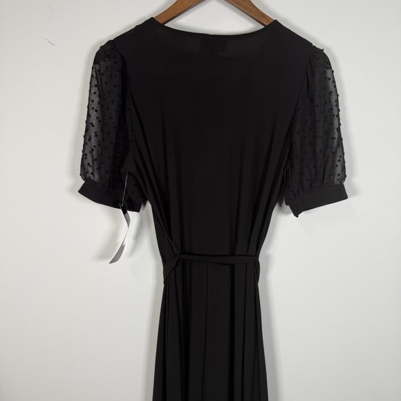 NWT Msk Black Swiss Dot Sheer Sleeve Shift Dress Size M Stretchy Lightweight - Picture 6 of 6